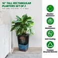 thumbnail image 2 of Luku 16 Inch Tall Rectangular Planters Set of 2 Large Modern Plant Pots with Drainage Holes＆Water Level Monitor＆Wheels Outdoor and Indoor for Patio, Porch, Living Room, or Home Office, 2 of 9