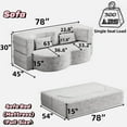 thumbnail image 3 of Convertible Floor Sofa with 2 Pillows, Teddy Fabric Foam-Filled Sleeper Sofa Bed, Full Size Folding Mattress for Living Room,Guest Bed, No Assembly Required, Black, 3 of 10