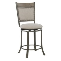 Powell Holloway 24" Indoor Metal Counter Stool with Swivel, Pewter