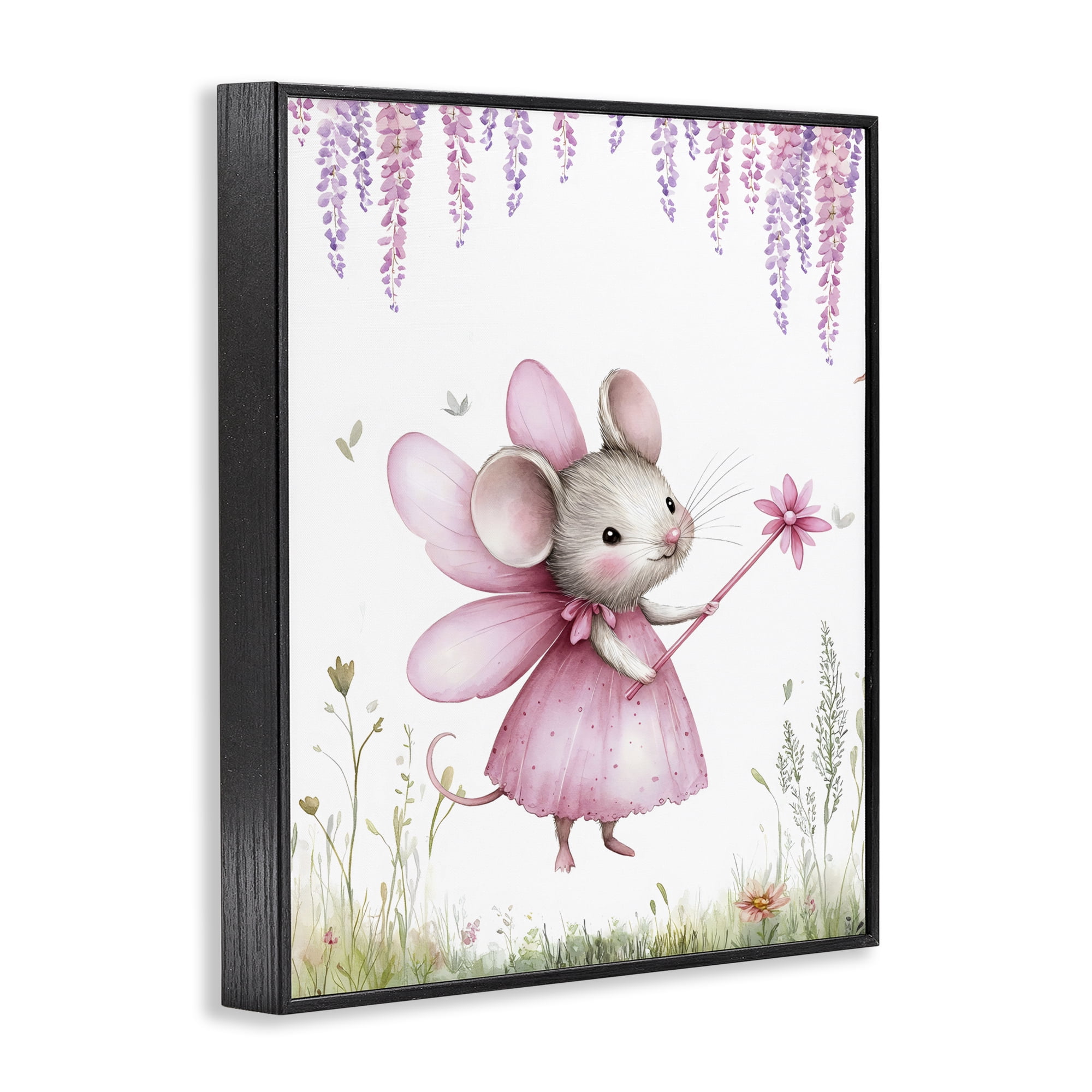 Stupell Industries Woodland Mouse Forest Fairy Black Framed Giclee Art, design by LSR Design Studio