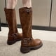 thumbnail image 4 of Amzcrzy Zapatos de mujer,Zapatos de mujer,Zapatillas de mujer, Botas altas de punta redonda con tacón grueso para otoño e invierno, botas casuales de moda para mujer Sandalias Mujer Zapatillas De Cas, 4 of 5