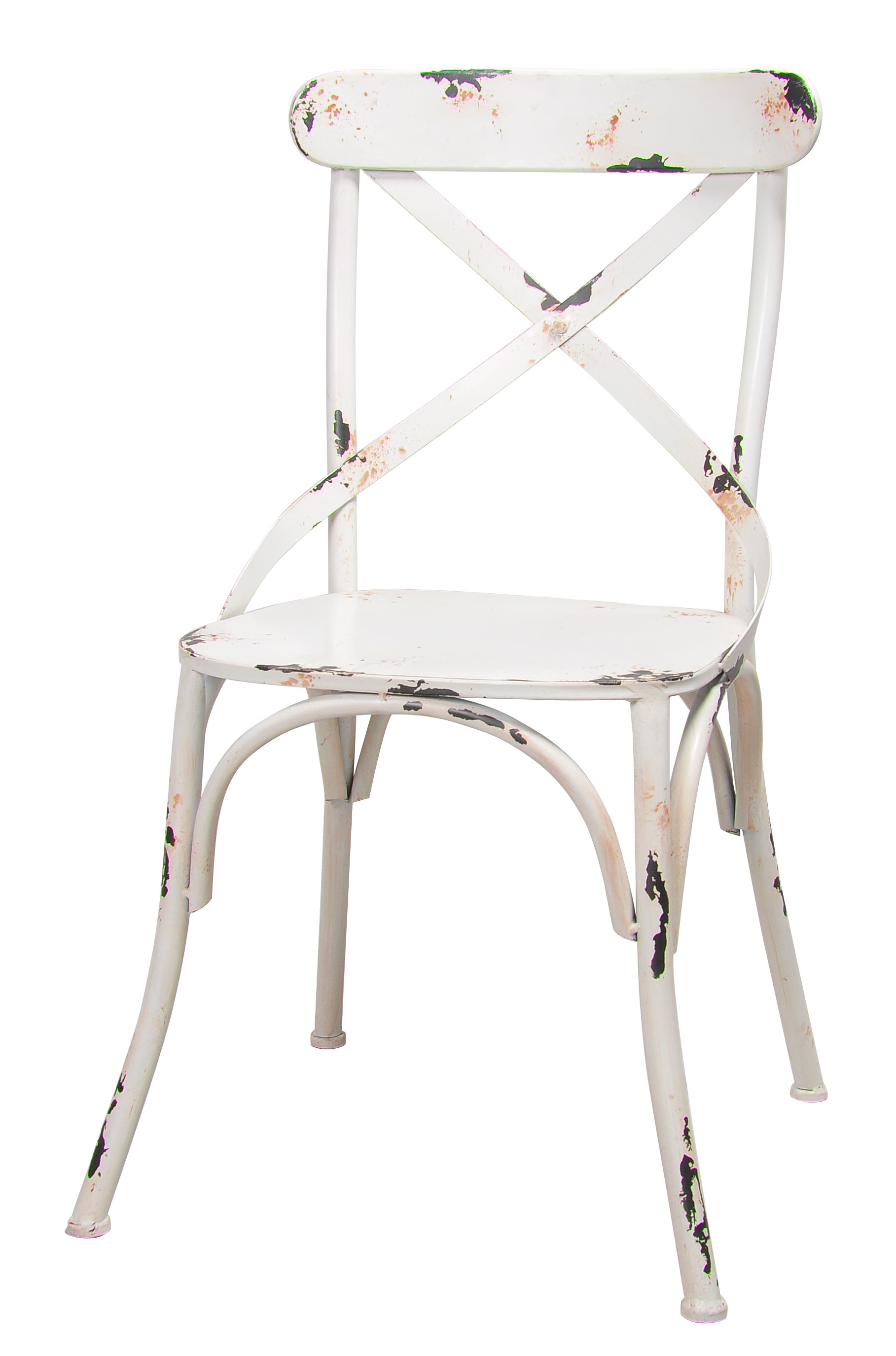 Metal Dining Chair with X Style Open Back Support and Flared Feet