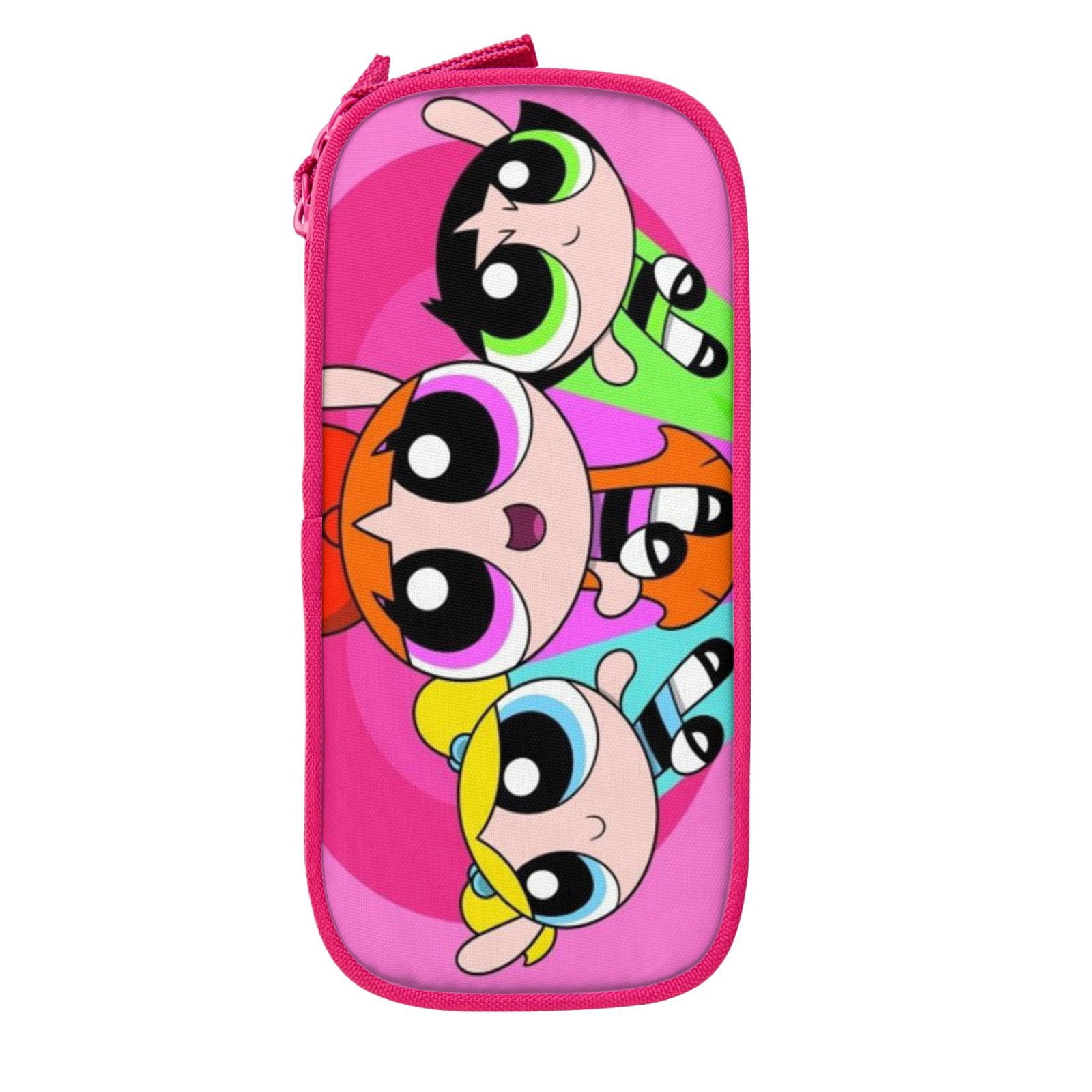 The Powerpuff Gi-rls Pencil Case Large Capacity Pencil Pouch Penbag Office Stationery Organizer Travel Makeup Bag Pink