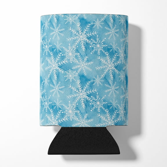 Watercolor Snowflake on Blue Can or Bottle Hugger
