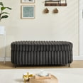 thumbnail image 4 of 49" Upholstered Round Ottoman with Black Metal Legs in Soft Faux Fur Finish Perfect Foot Rest for Living Room Bedroom or Entryway, 4 of 10