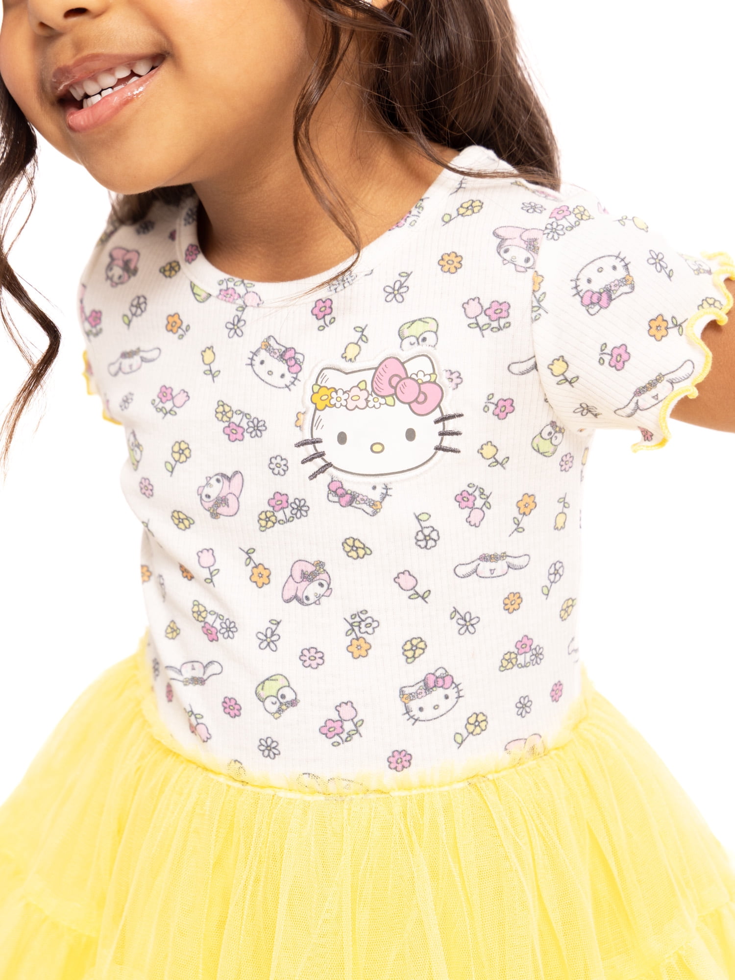 Hello Kitty Toddler Girls Graphic Tutu Dress with Short Sleeves, Sizes 12M-5T