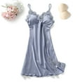 thumbnail image 2 of BJUTIR Pajamas For Women Sweet Solid Color Imitation Silk Bud Silk Belt Pad Gathered Suspender Nightdress, 2 of 3