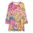 thumbnail image 3 of Pastel Hippy Trippy Peace Art Long Sleeved Dress women"s summer clothing dresses women summer loose summer dress, 3 of 4