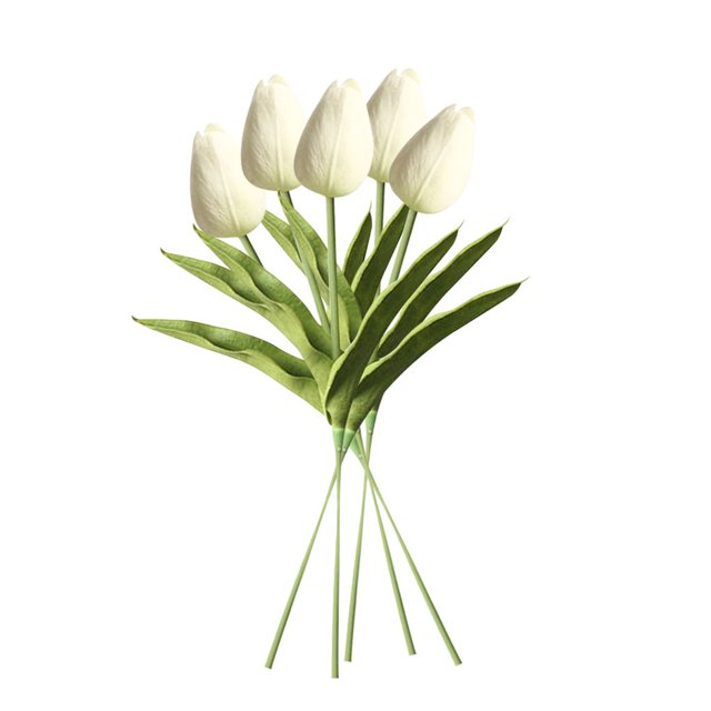 Mini flor artificial Oficina en casa Decoración floral Banquete de boda Decorativo PU Flor falsa, Blanco 5 piezas Speravity ZHF0582-01B