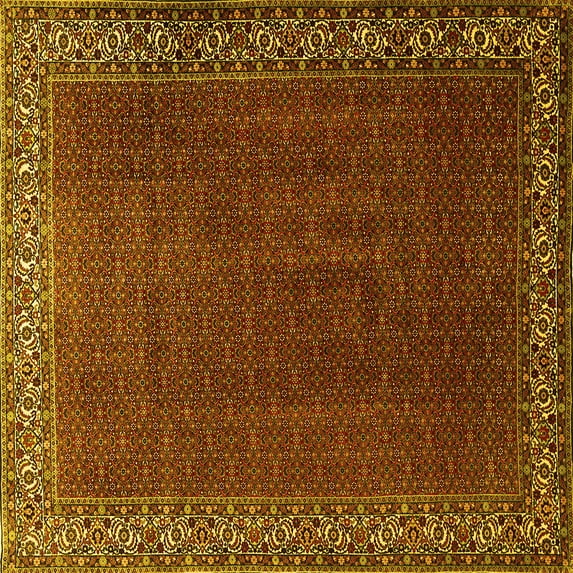 Ahgly Company Indoor Square Persian Yellow Traditional Area Rugs, 7' Square