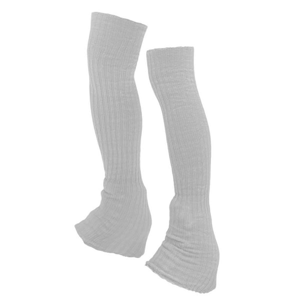 Calentadores de piernas para patinaje sobre hielo, calcetines altos sin pie, mantienen calor, calcetines elásticos para patinaje, calentadores de blanco