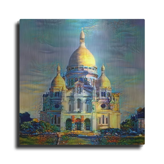 Luxe Metal Art 'Paris France Basilica of the Sacred Heart Sacre Coeur' by Pedro Gavidia, Metal Wall Art, 36"x36"