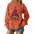 thumbnail image 2 of Chandails d'Hiver Grande Taille pour Femmes Chandail à Capuche Décontracté Imprimé de Noël Col Rond Manches Longues Orange G, 2 of 4