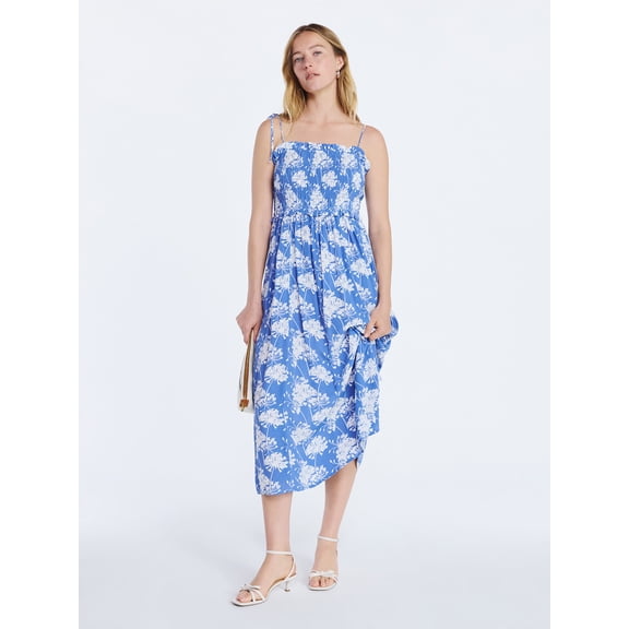 Free Assembly Women's Smocked Peplum Maxi Dress, Sizes XS-XXL