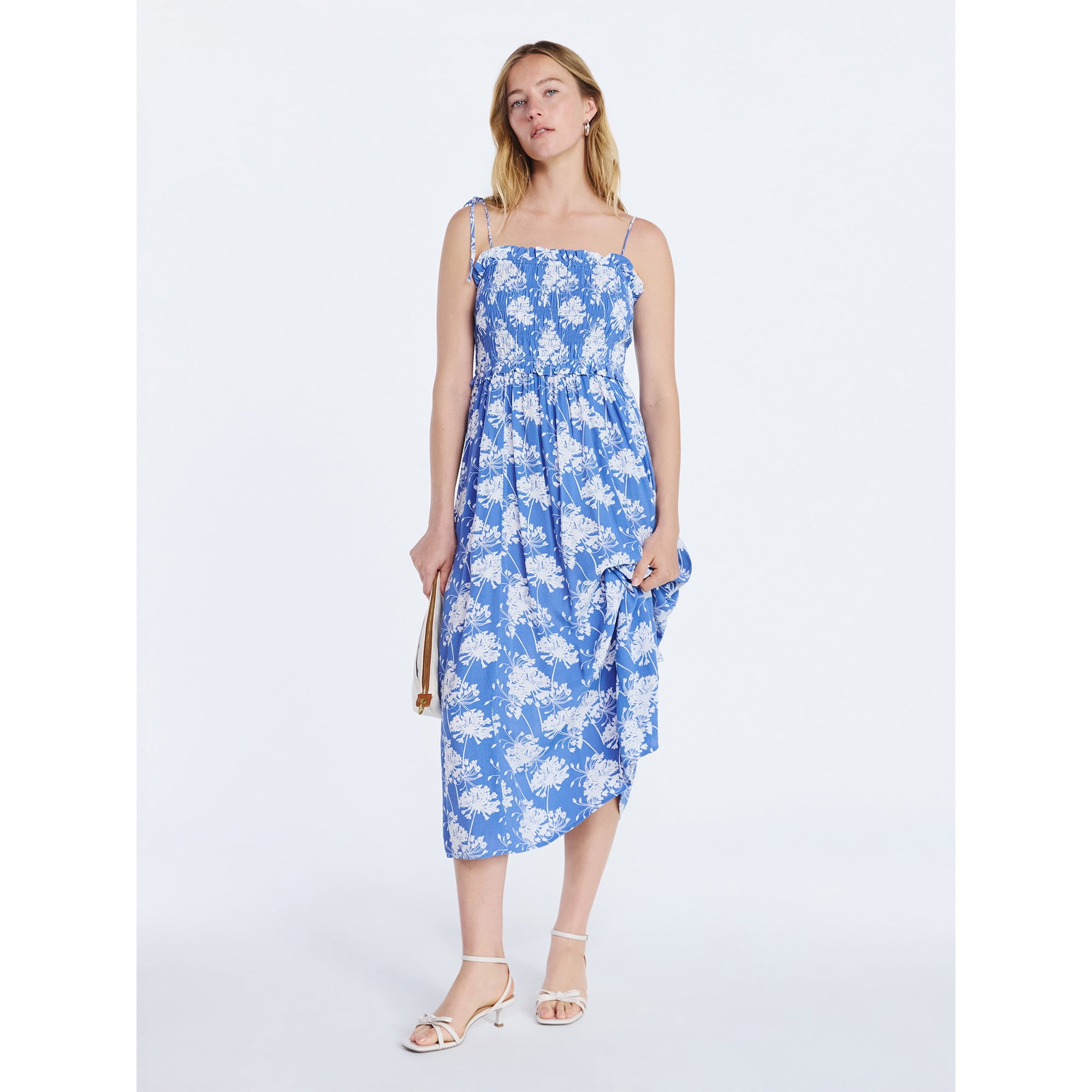 Free Assembly Women's Smocked Peplum Maxi Dress, Sizes XS-XXL