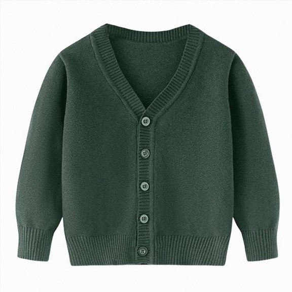 Ccpelsie Girls Long Sleeve Sweater Cardigan Kids Cropped Cable Knit Button Front Sweaters 6-13Y(Dark Green,8-9 Years)