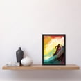 thumbnail image 2 of The Silhouette of a Surfer Surfing on a Big Wave Artwork Framed Wall Art Print A4, 2 of 4