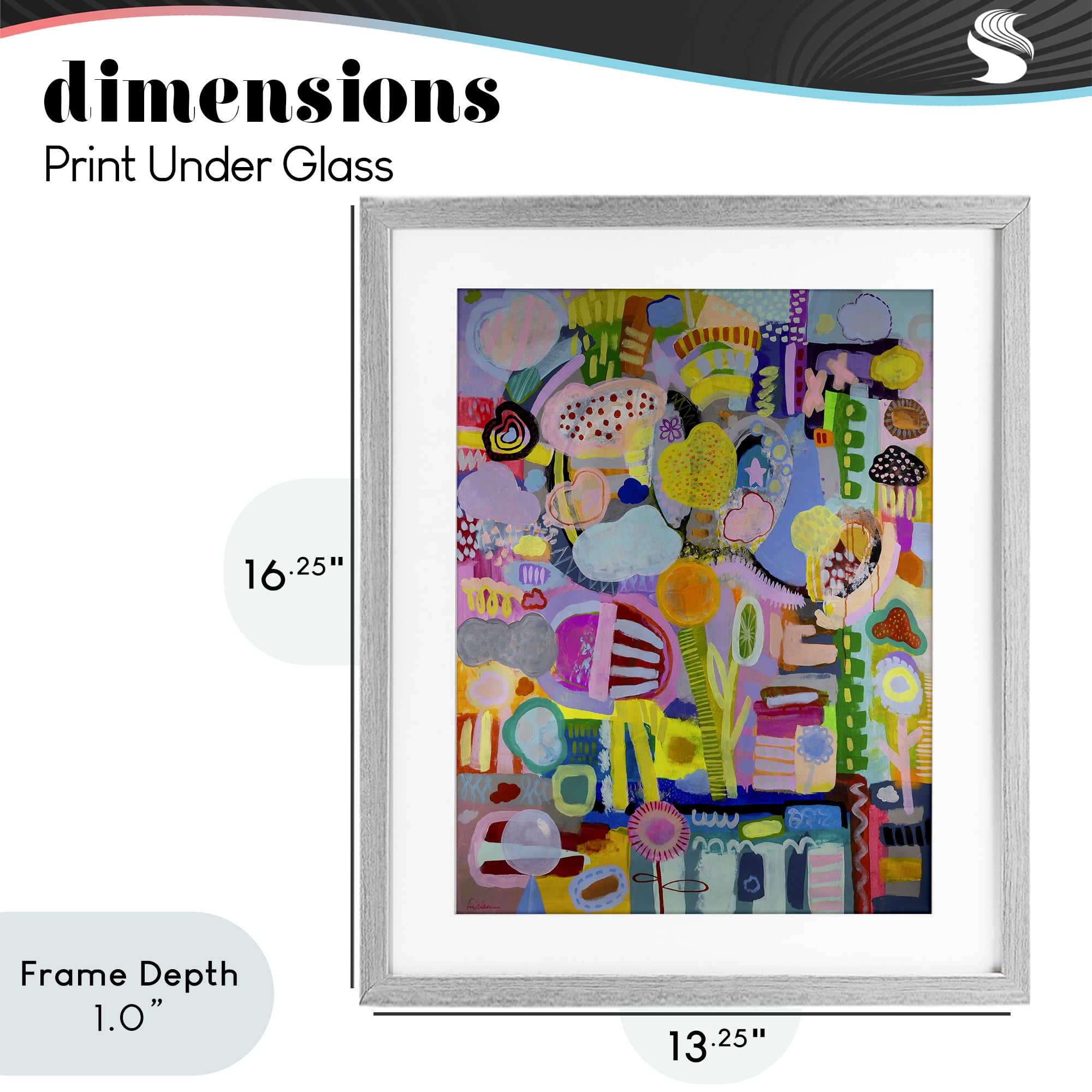 Stupell Industries Big Happy Whimsical Collage Gray Framed Print Under Glass, design by Mary Robertson