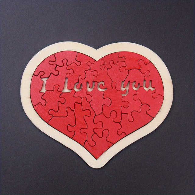 Wooden Love Heart Shape Jigsaw Puzzles Building Blocks Educational Kids Toy Toddler Early Education Cognition DIY Toys
