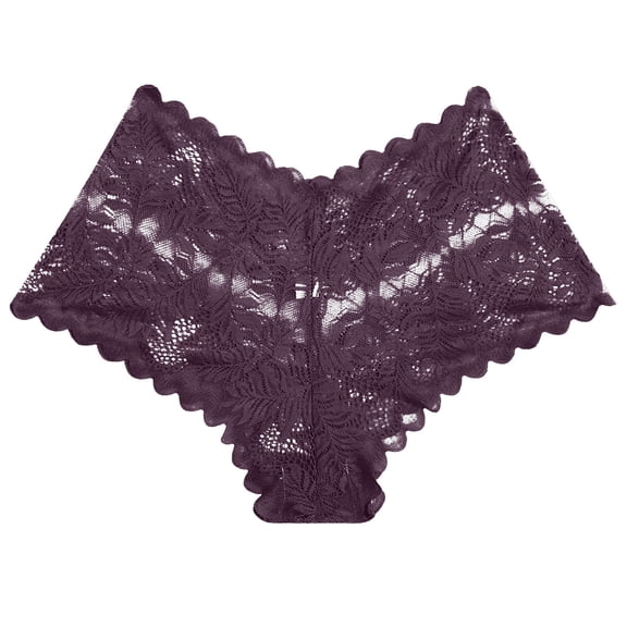 Womens Wine Lace Seamless Briefs - Mid Rise Floral Panties with Scalloped Edge No Show Breathable Tagless Underwear S-XL Everyday Valentine's Gift,Size L