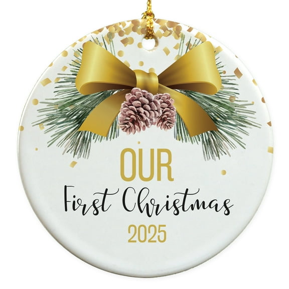 2025 First Christmas As Mr & Mrs Round Disc Ornament