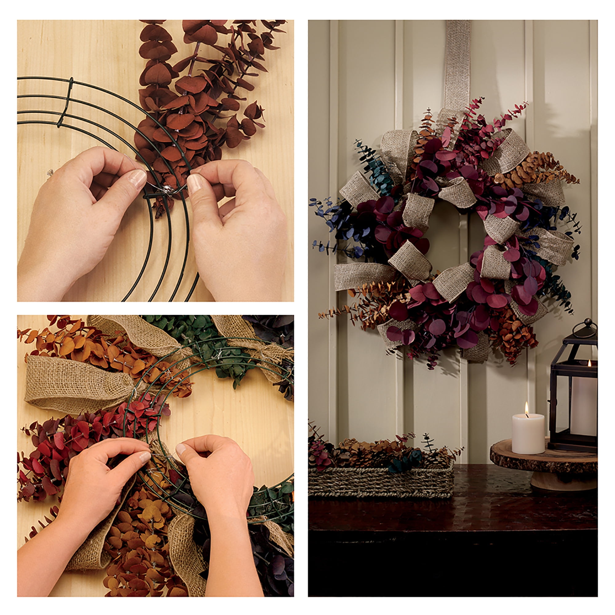 Handmade artificial flower wicker wreath for door window or wall #12 