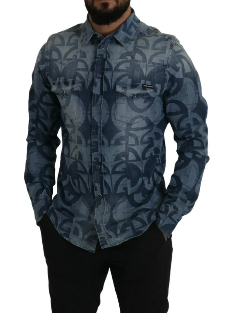 B447-34 DOLCE＆GABBANA Gジャン ストレッチ 濃紺 42 Dolce Gabbana Blue Denim Stretch DG Logo Casual Mens Slim