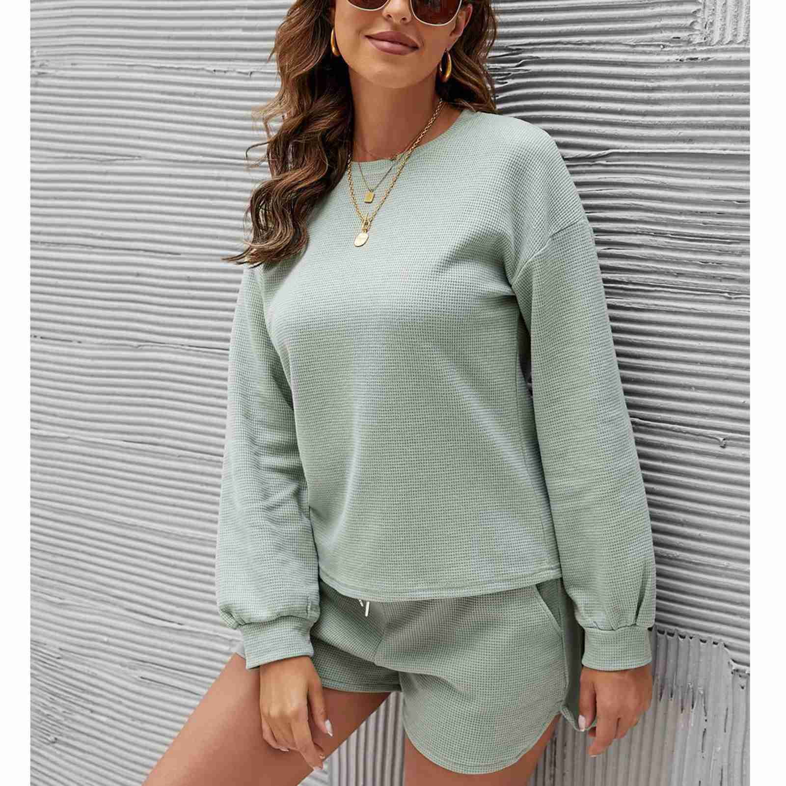 Women Sleepwear Women Knitted Long Sleeve Knit Pajama Pajama Set Cutting Edge Features