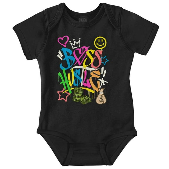 Urban Streetwear Boss Hustle Graffiti Romper Boys or Girls Infant Baby Brisco Brands NB