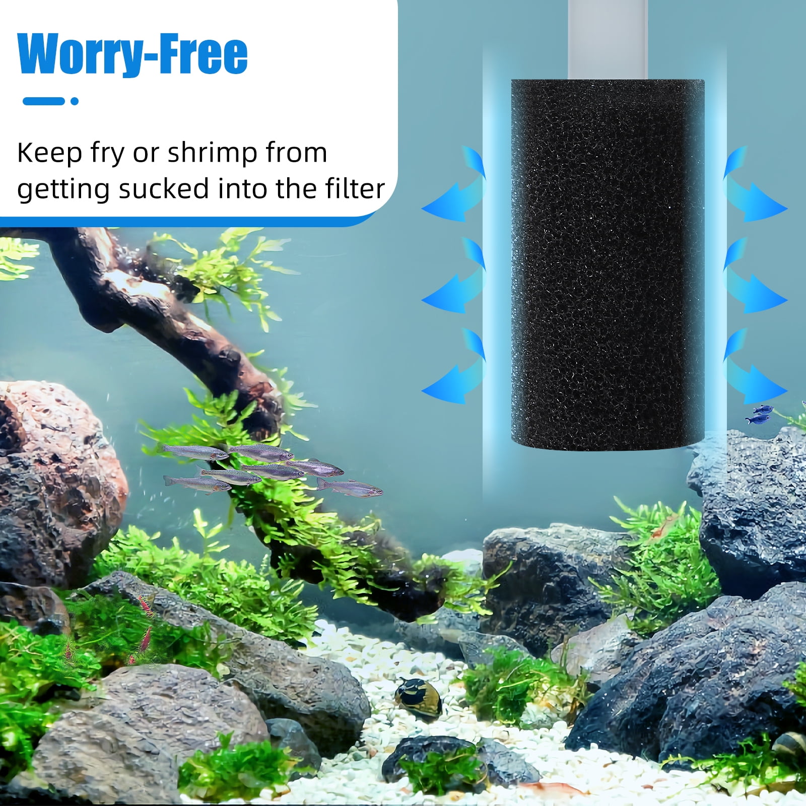 Aquaneat 12-Pack Pre-Filter Sponge for Aquarium Shrimp Fry Fish Tank Filter 1" Intake, Replacement Foam Cover