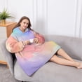 thumbnail image 5 of Oversized Wearable Blanket Hoodie,Pastel Rainbow Clouds Sherpa Blanket Hoodie with Super Pockets,Super Warm Fuzzy Pullover for Women & Men, 5 of 6