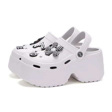 

Women Chunky Platform Sandals 2024 Summer Soft Thick Sole Diy Clogs Garden Shoes Woman Closed Toe Non-Slip Beach Slides Sandals White-WC117 39-40