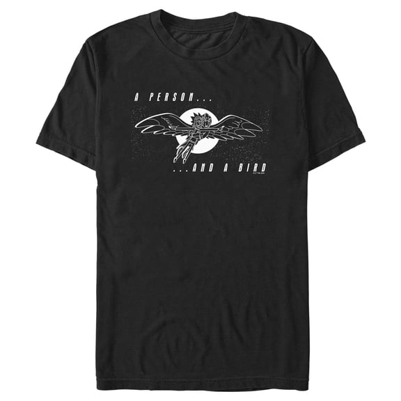 Men's Rick And Morty A Person and a Bird Graphic Tee Black Small