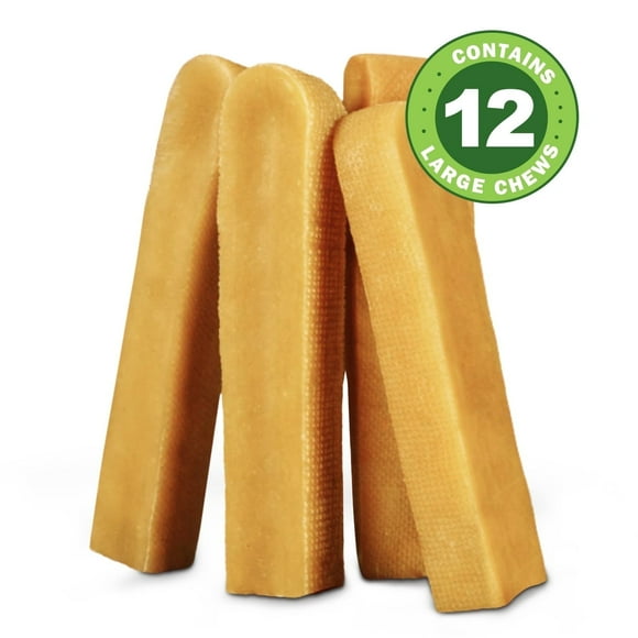 PETPURO Yak Cheese Dog Chews, Long-Lasting Natural Treats for Large Dogs, 6.5–8", 12-Pack