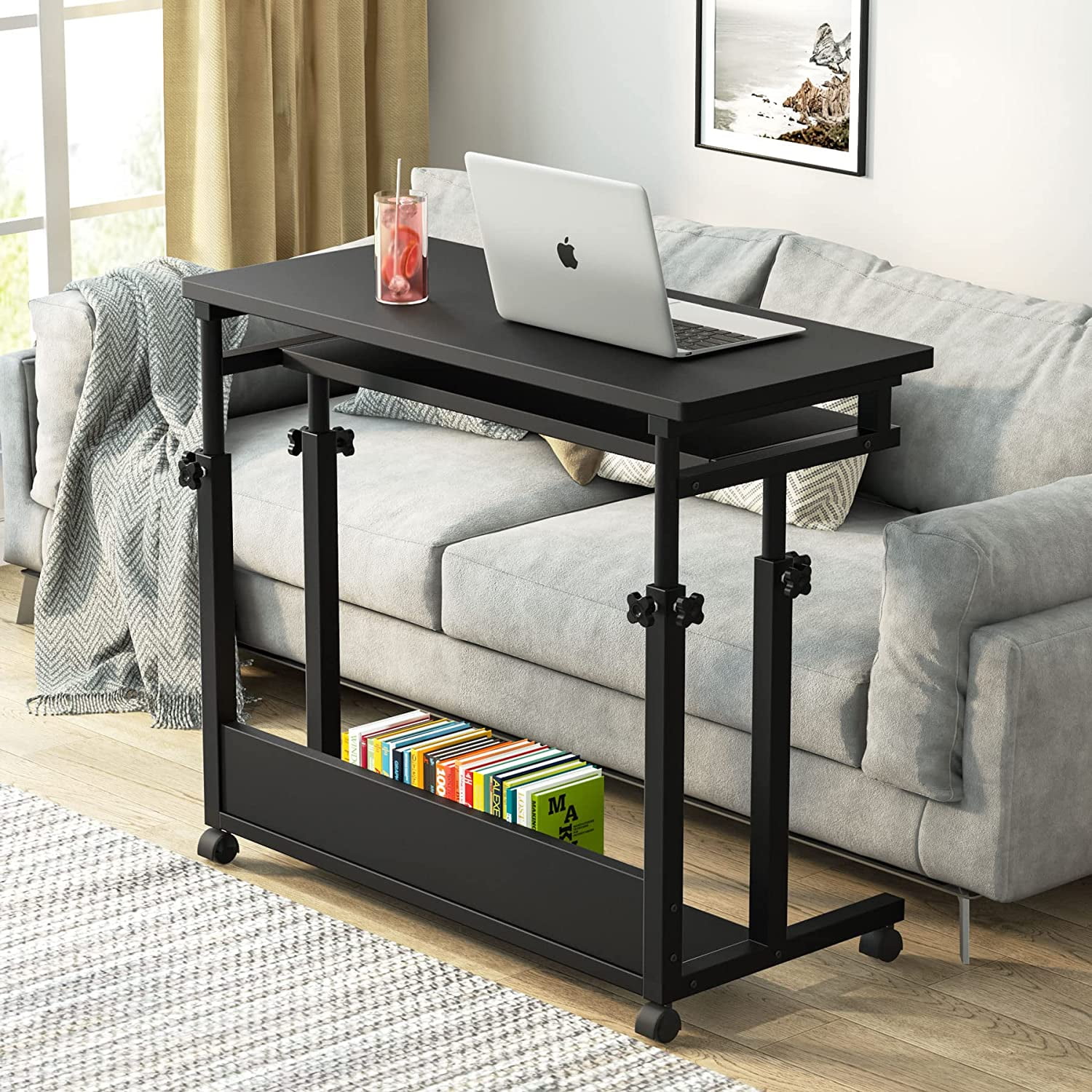Op de een of andere manier tactiek Minder TribeSigns Portable Desk for Sofa and Bed, Height Adjustable Small Standing Laptop  Table Rolling Computer Cart with Keyboard Tray - Walmart.com