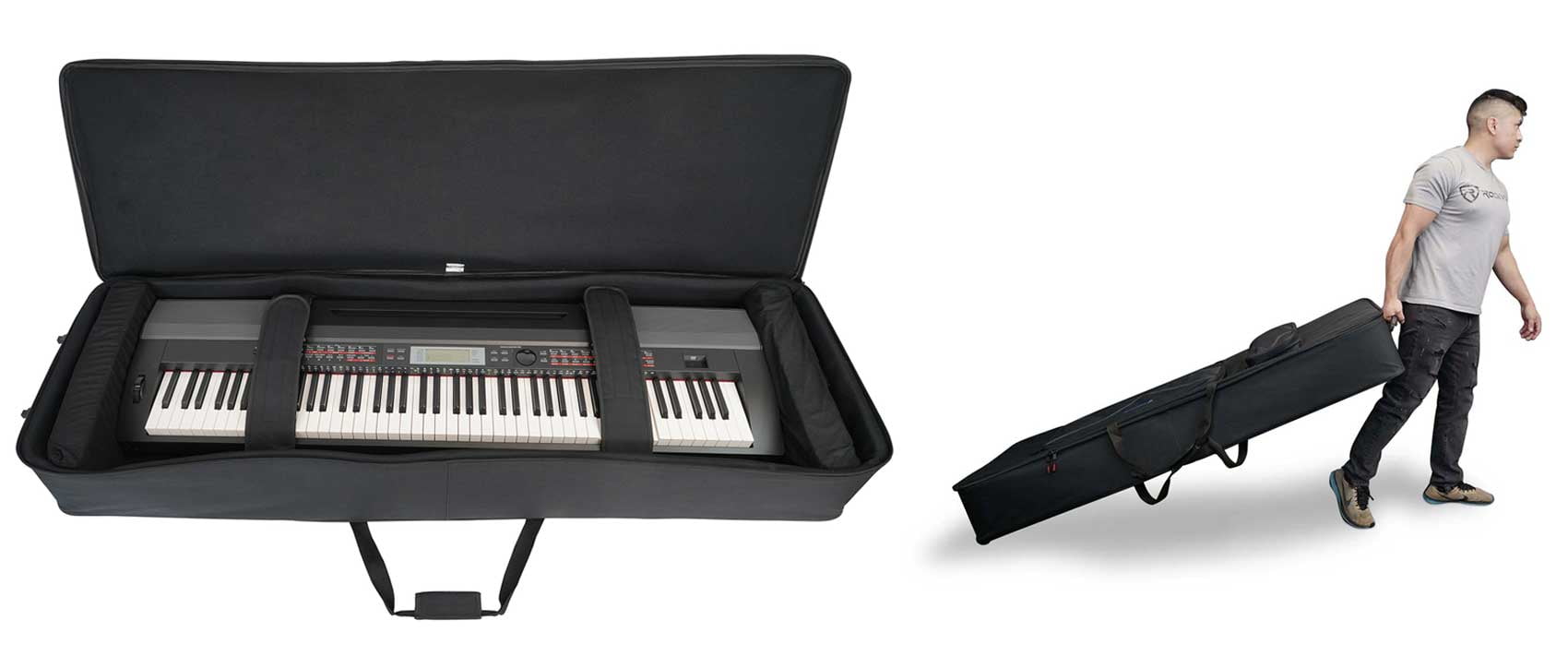 Rockville Rolling Bag Keyboard Case w/Wheels+Trolley Handle For Casio WK- 6500 - Walmart.com