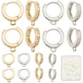 thumbnail image 1 of 12 aros pequeños para pendientes de aro Huggie, de plata chapada en oro de 18 quilates, con circonita cúbica y aro, de latón en 2 colores., 1 of 5