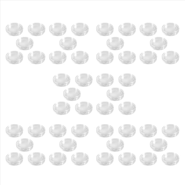 50 Pzs Caja de Monedas de Plastico Transparente Redonda Pequena 20mm