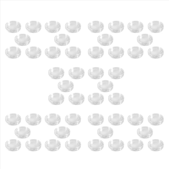 50 Pzs Caja de Monedas de Plastico Transparente Redonda Pequena 20mm