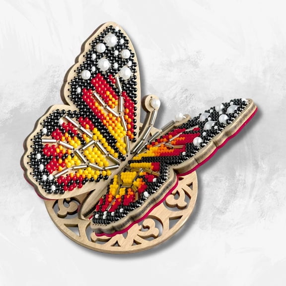 Wooden Bead Embroidery Kit Bright Butterfly FLK-581