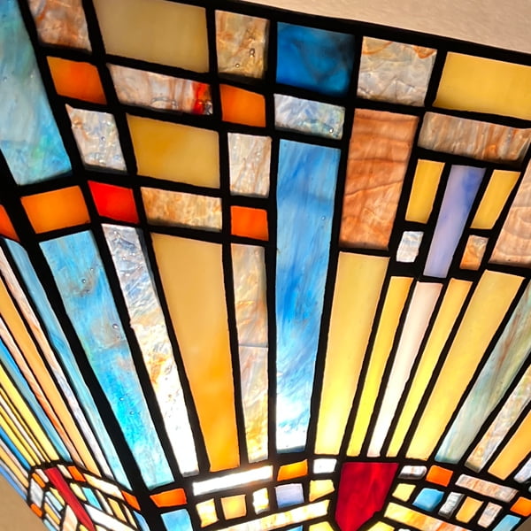 Tiffany Torchiere Floor Lamp,Stained Glass Lamp Shade,Vintage Antique Mission Tiffany Style Standing Light for Living Room and Bedroom