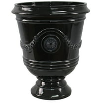 Southern Patio CMX-042464 Porter 15 Inch Diameter Resin Outdoor Planter, Black