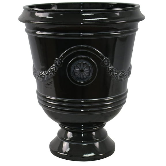 Southern Patio CMX-042464 Porter 15 Inch Diameter Resin Outdoor Planter, Black