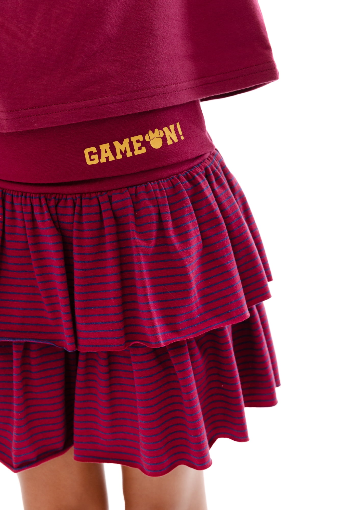 Minnie Mouse Girls' Varsity Stripe Tiered Ruffle Skort, Sizes 4-16