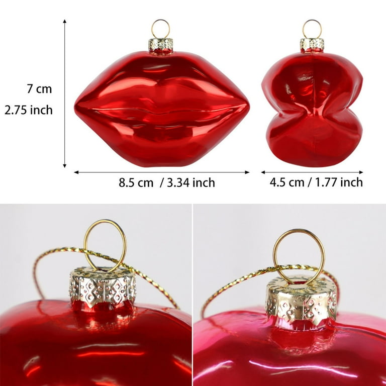 Valentine's Day Red Lip Ornaments,Glass Christmas Tree Pendant
