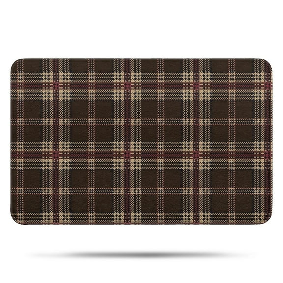 Brown Beige Checkerboard Checkered Pattern Bathroom Rugs Mat,Non Slip Microfiber Bathroom Rug,Rubber Backing,Soft Bathroom Mats for Bathroom Floor,Tub and Shower,17x27in(43x68cm)