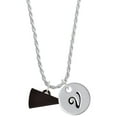 thumbnail image 1 of Delight Jewelry Acrylic 3/4" Black Megaphone Silvertone Script Initial Disc - V - Charm Necklace, 20"+3", 1 of 4