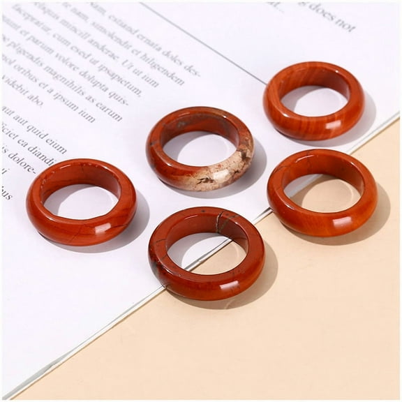 Natural Red Jasper Plain Band Finger Rings Inner Diameter: 18~20mm