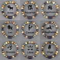 thumbnail image 2 of 1pc Bohemian Zodiac Sign Bracelet - Stretch Stone Beaded Friendship Bangles with, Virgo, Leo, Libra Symbols - Colorful Marbled Pattern - Ideal Gift for Men and Women, Taurus, 2 of 27