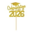 thumbnail image 2 of Yellow Class of 2026 Glitter Cake Topper Featuring Congrats Grad & Graduation Cap,Party Cake Decoration,1 Pack, 2 of 9